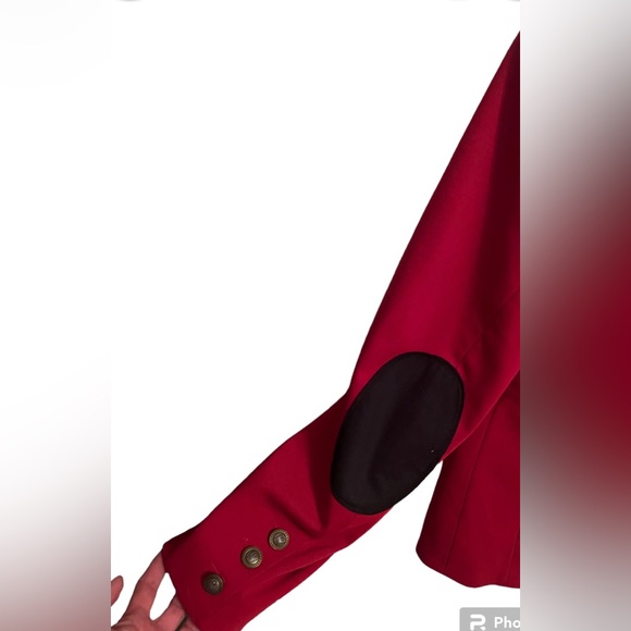 Cass Women’s Red Blazer with Black Suede Elbow Detail si3 Large Minimalist - Picture 6 of 15